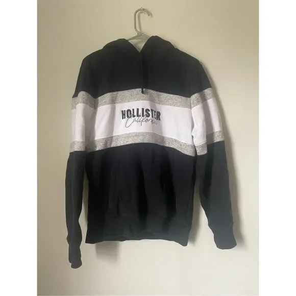 Men’s Hollister Size XL Black and White Hooded Sweatshirt - Picture 1 of 3